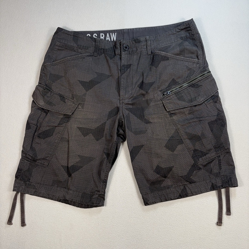 G-Star Raw Rovic Camo Zip Bermuda Cargo Shorts Men's 38 (fits 40x11) Gray Cotton